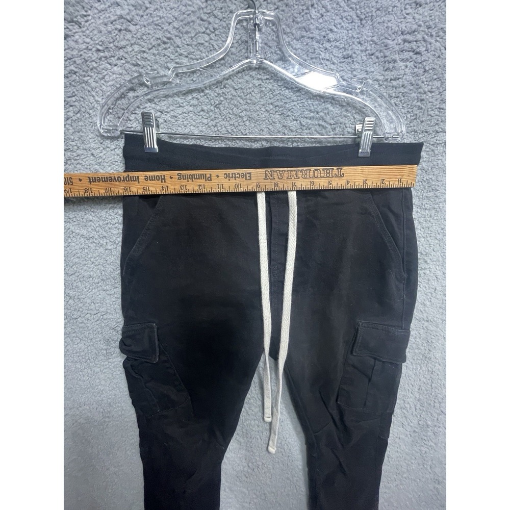 MNML Streetwear Cargo Jogger Pants Black Size L Drawstring Zip Ankle Pockets - Picture 11 of 12